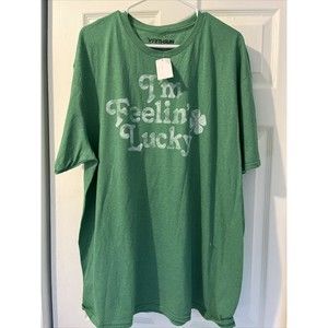 NWT Mens Green Tshirts Feelin Lucky ST Pattys Day , irish XXL